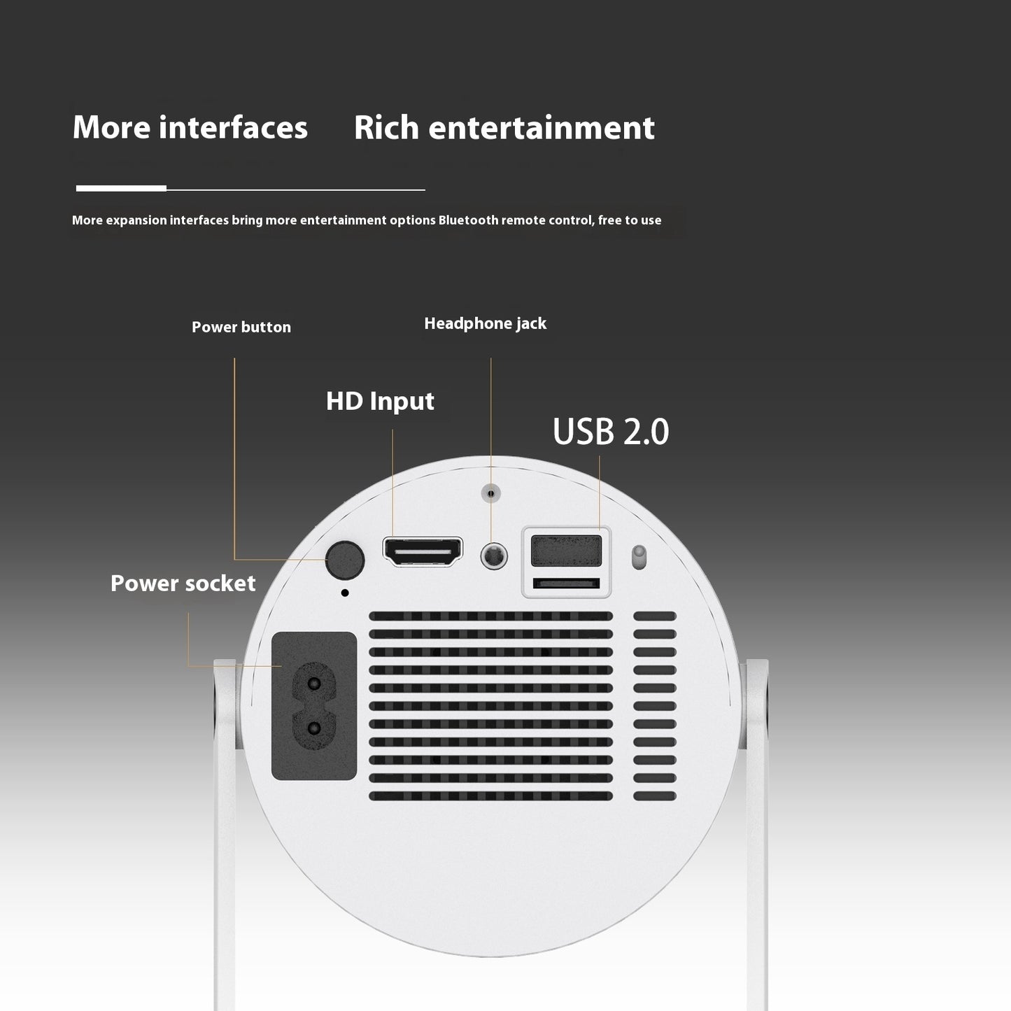 Portable Projector Small Straight For Home Use 180 Degrees Projection