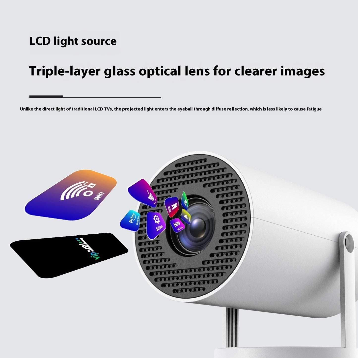Portable Projector Small Straight For Home Use 180 Degrees Projection