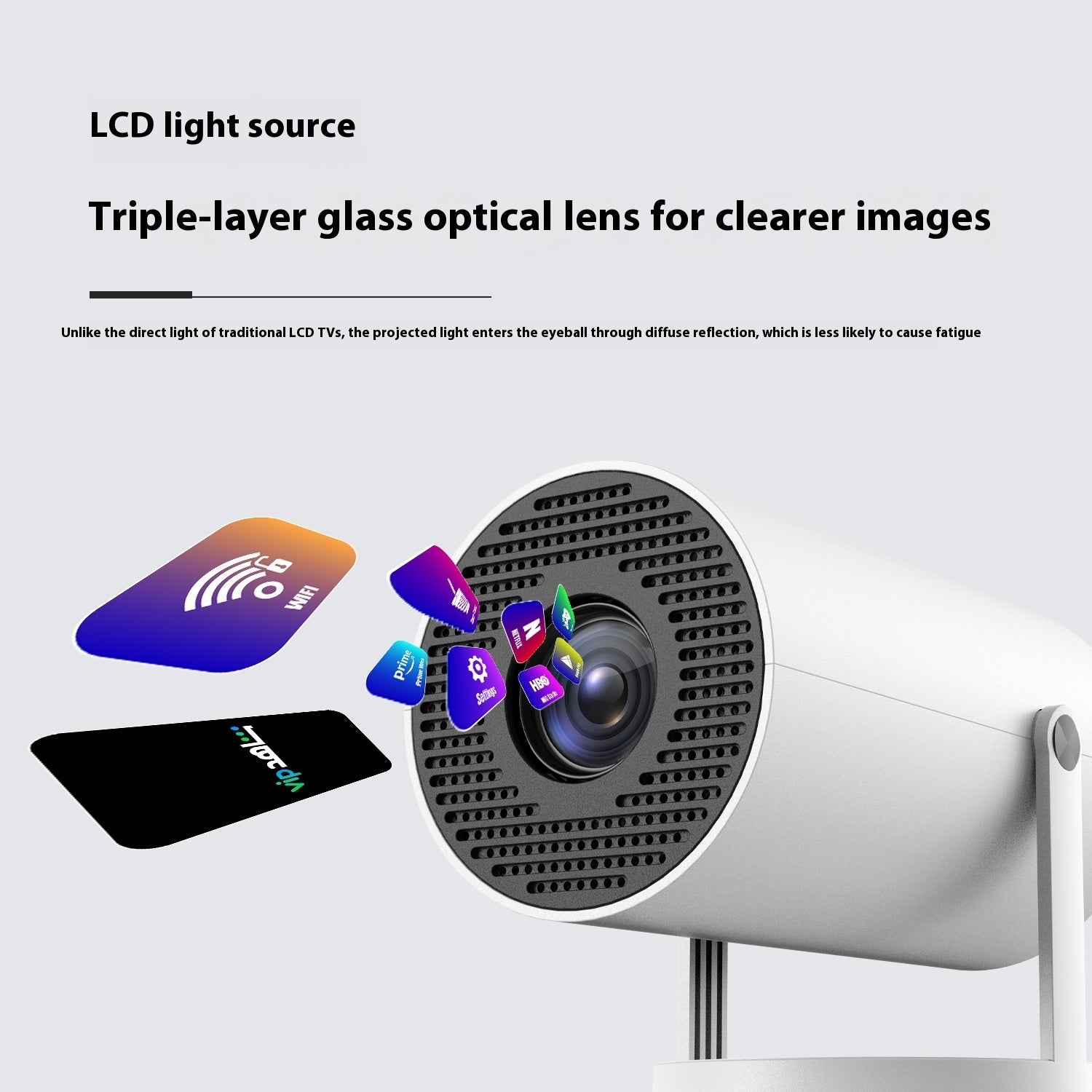 Portable Projector Small Straight  For Home Use 180 Degrees Projection